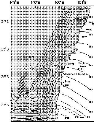 Fig 2 Progressive positions of a shallow cold front from 6a.m.to 1 a.m. the next day © SW